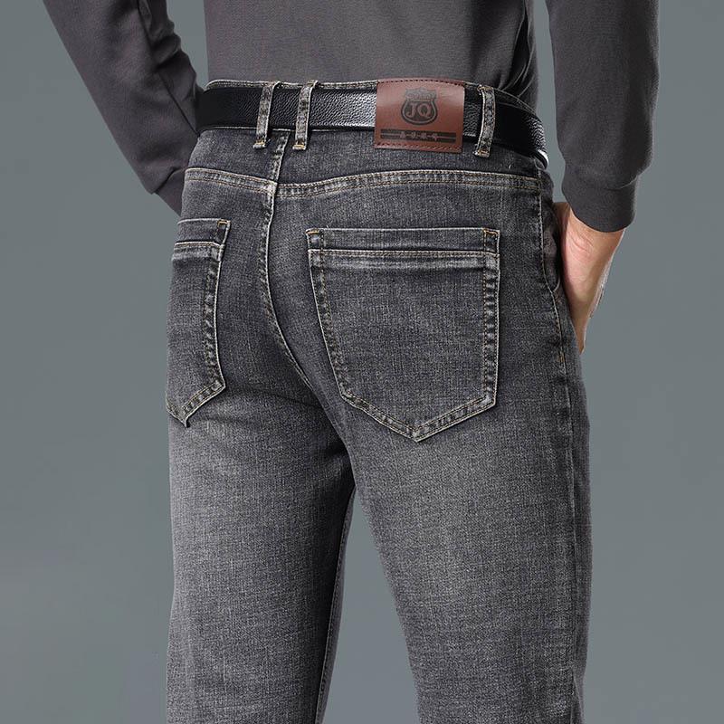Herren High Waist Stretch Jeans Klassisches Design Schlaghosen Herren Graue Jeans