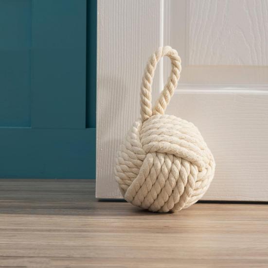 Weighted Door Stopper Heavy Sand Filled Door Stop with Handle Home Office Indoor Decorative Handmade Cotton Rope Ball Floor Doorstop