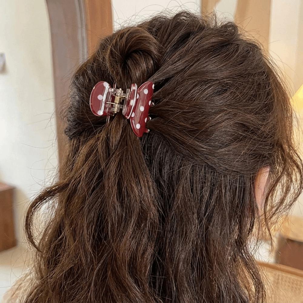 Cute Polka Dot Hair Claw Non-Slip Acrylic Hair Clamps New Mini Hair Clips  For Women