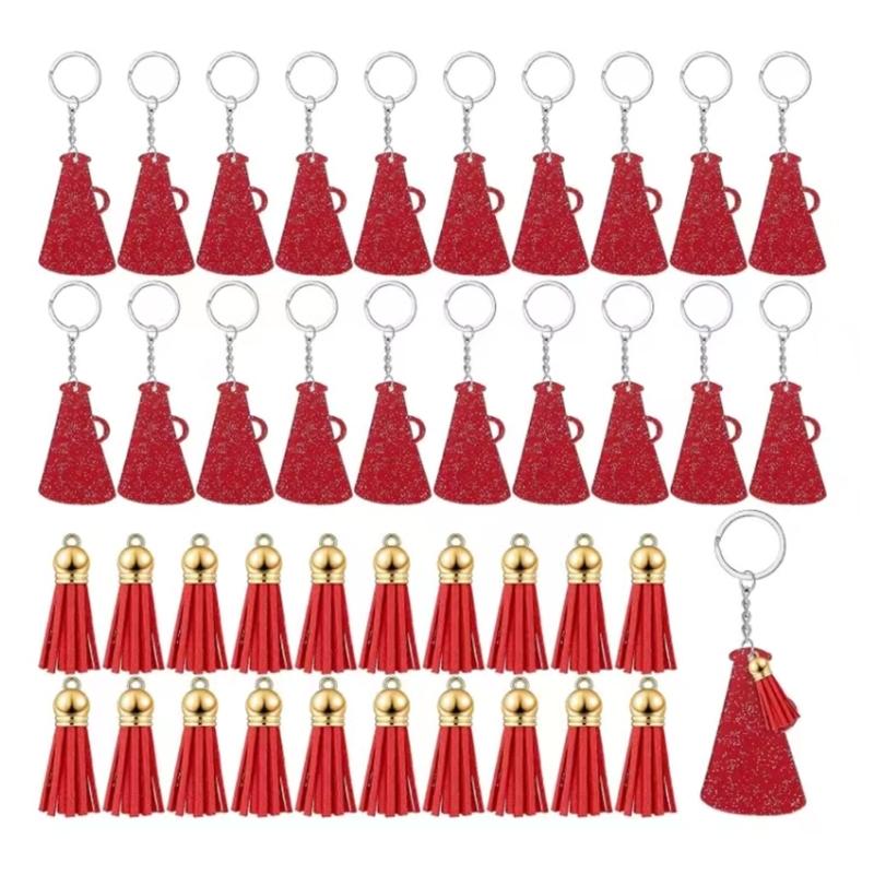 

Set of 20 Acrylic Key Chains Megaphone Shaped Tassels Keychains Acrylic Material Key Holder Suitable for DIY Crafts 1
