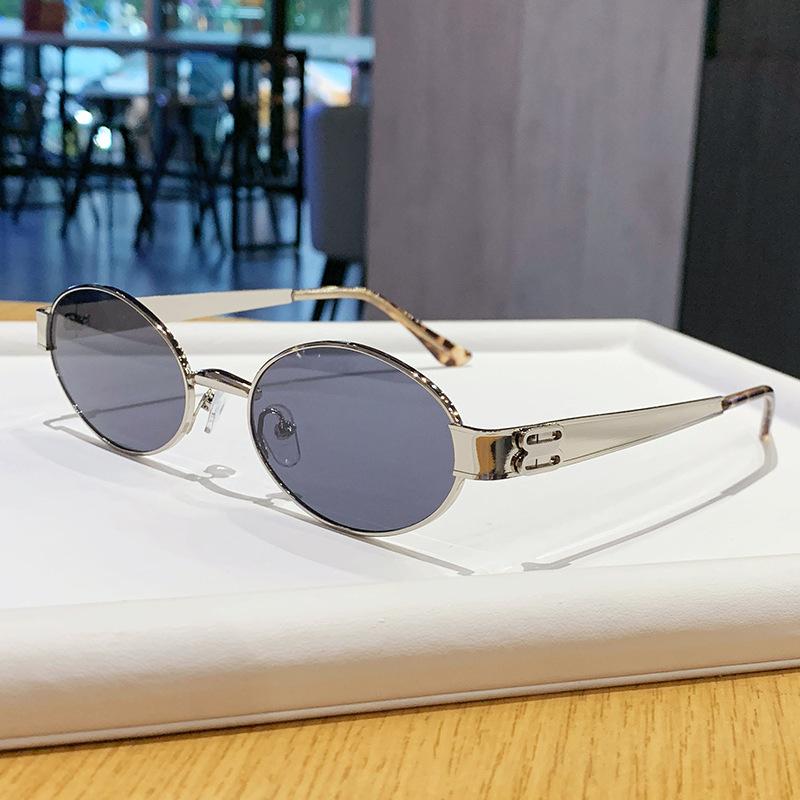 Premium retro oval frame glasses women's myopia frame metal fashion small frame yk concave sunglasses