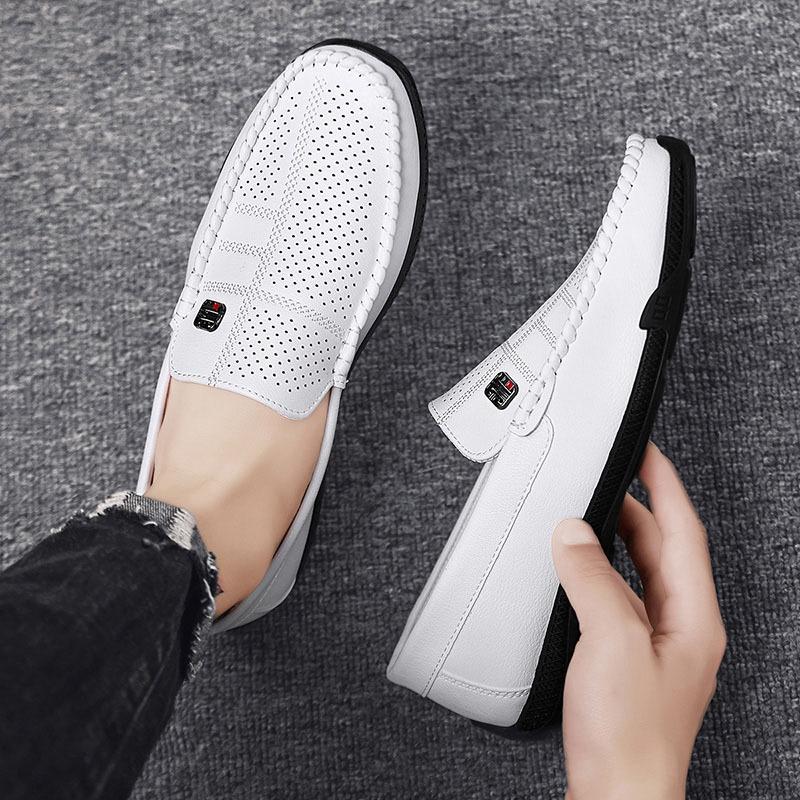 Sommar nya herr Doudou skor ihåliga och andningsbara stansade en pedal lediga läderskor bekväma loafers trendiga lata skor