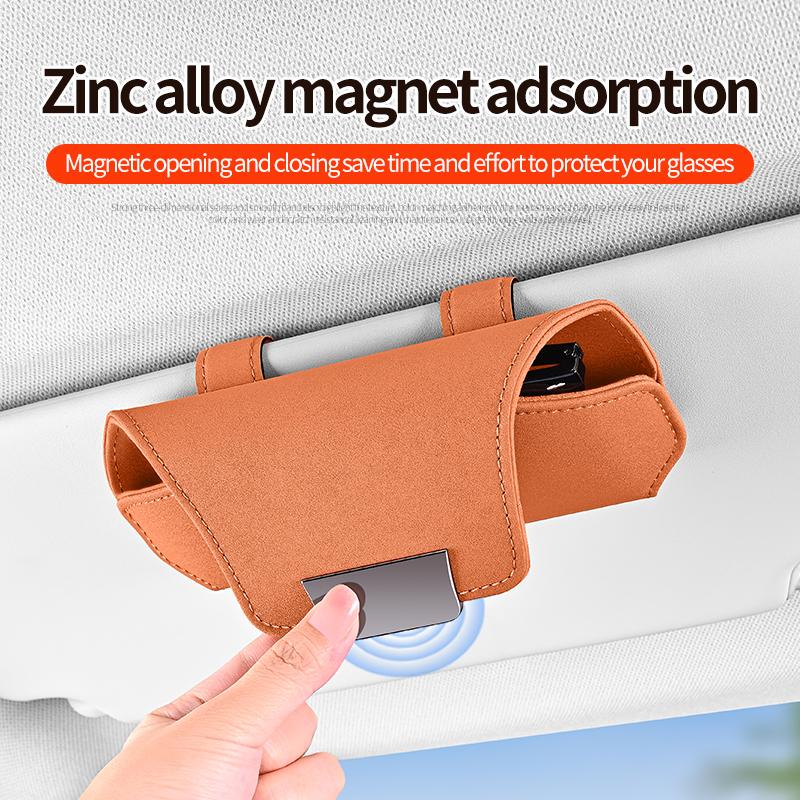 Magnetic Car Sunglasses Case Sun Visor Glasses Holder Car Premium Suede Glasses Holder Auto Sunglasses Clip Card Ticket Holder