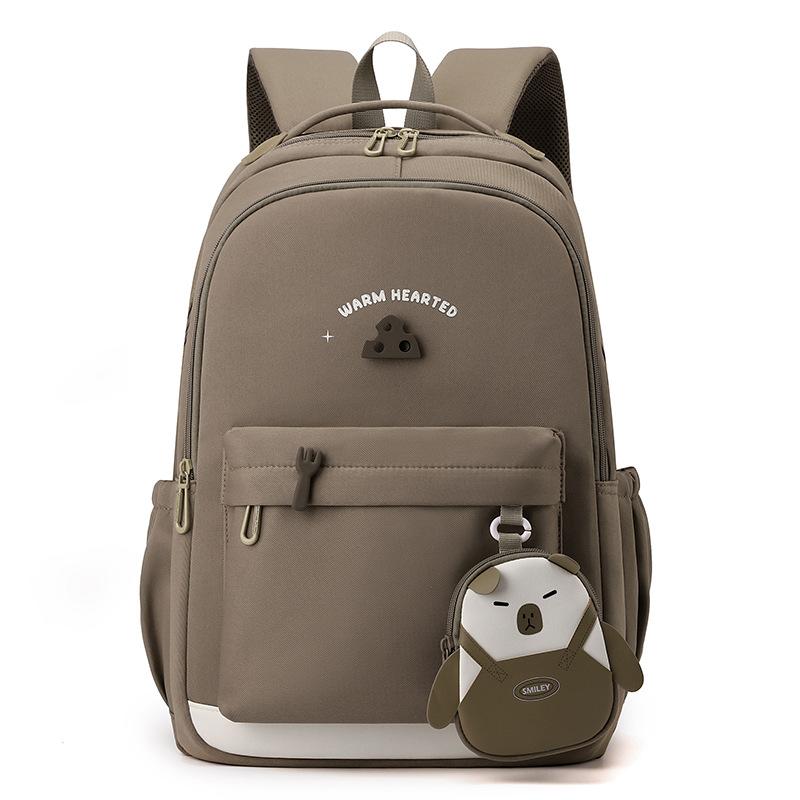 

Student s Large Capacity Schoolbag Men s And Women s Color Contrast Backpack кофейный