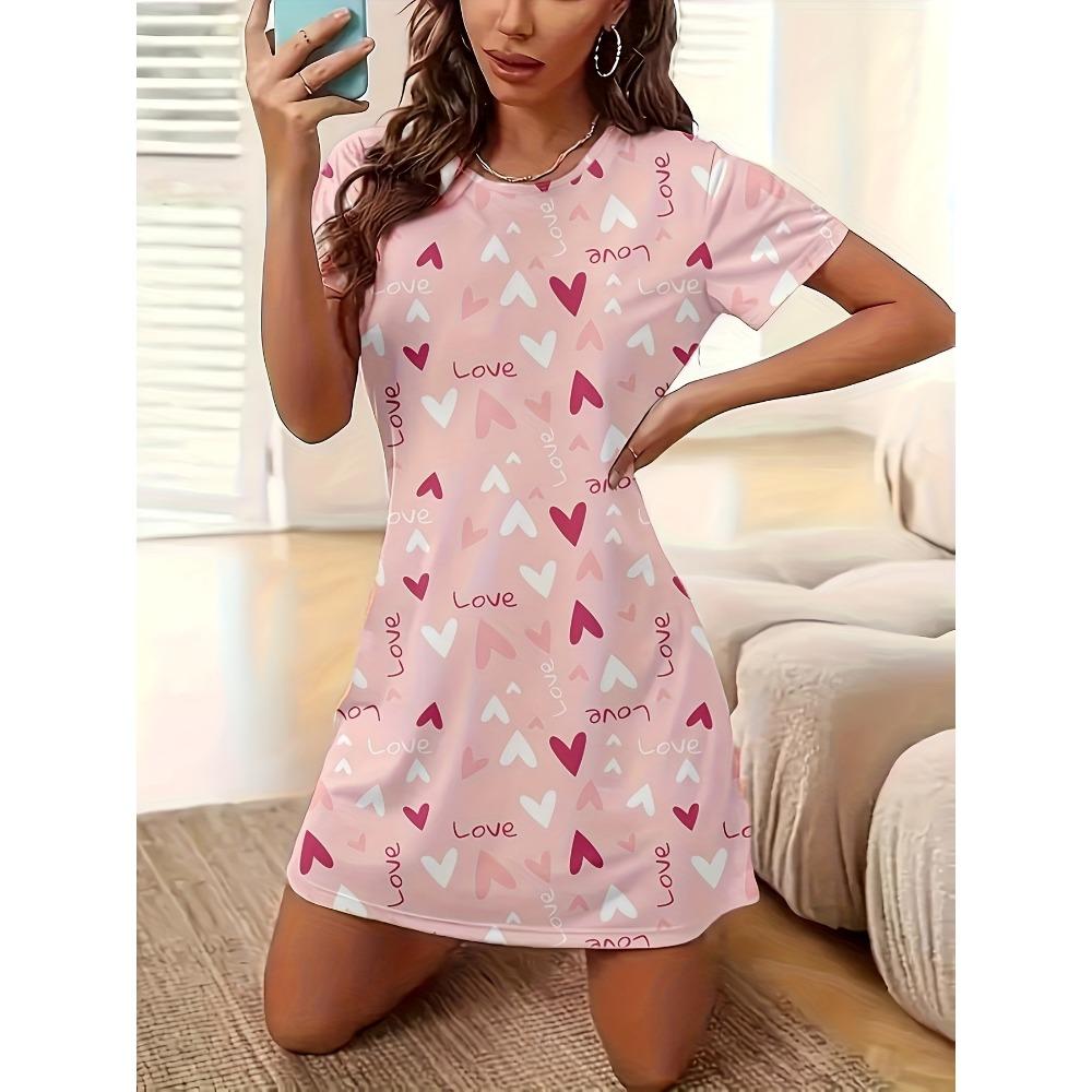 Heart Print Nightdress Women S Clothing Standard Code Nightdress Pajamas S