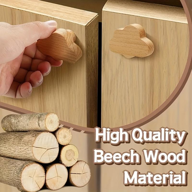 12pcs Wooden Cloud Handles - Simple Design for Cabinets, Furniture & Drawers, Including Two Sizes of Screws