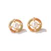 Vintage Flower Pearl Stud Earrings High-end Painted Love Fashion Niche Design Silver Needle Court Earrings