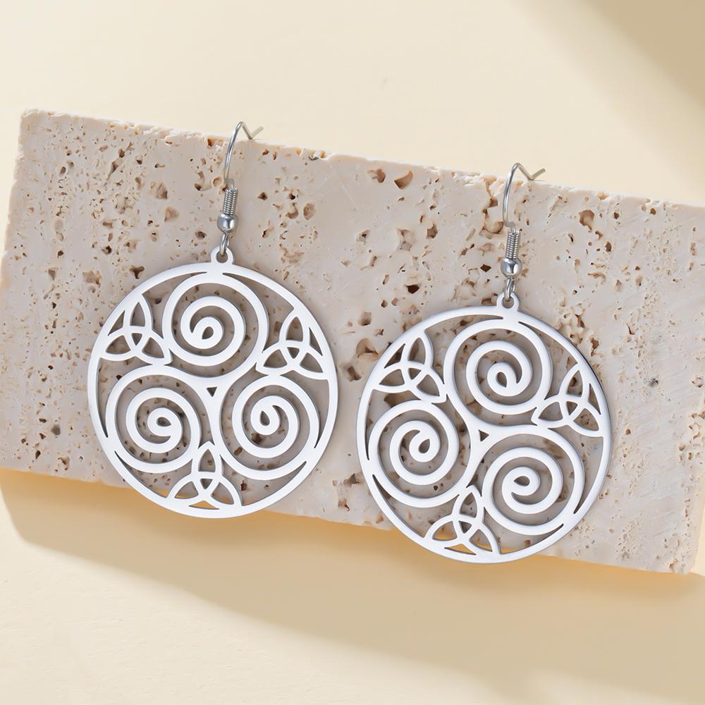 Dawapara Triskelion Triquetra Knot Stainless Steel Dangle Earrings Irish Celtics Gift Stainless Steel Spiritual Jewelry