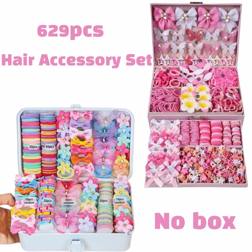 Colorful Hair Accessories Set No Hurt Hair Hair Clips Bow Hair Ties  Princess Gift Set