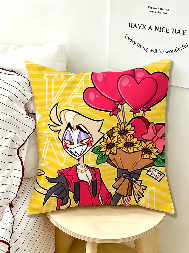 Animation Hazbin Hotel Llucifer Pillow Case Pattern Printed Pillowcase For Living Room Sofa Cushion Cover
