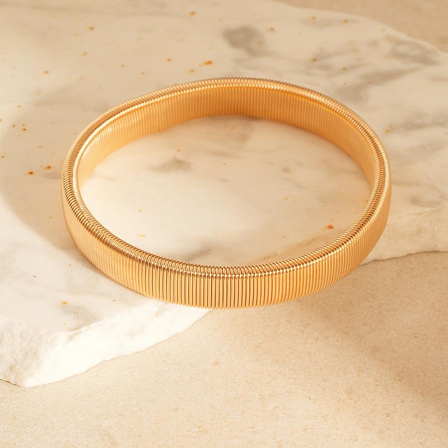 DIEZI Fashion Punk Gold Color Metal Cuff Bangles Vintage Exaggerated Rhinestone Geometric Bracelet Bangle For Women Men Jewelry