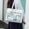 Women's Japanese Student Transparent Itabag Cute Bowknot Crossbody Bag for Pin Display Anime PU Leather Shoulder Bag  Blue