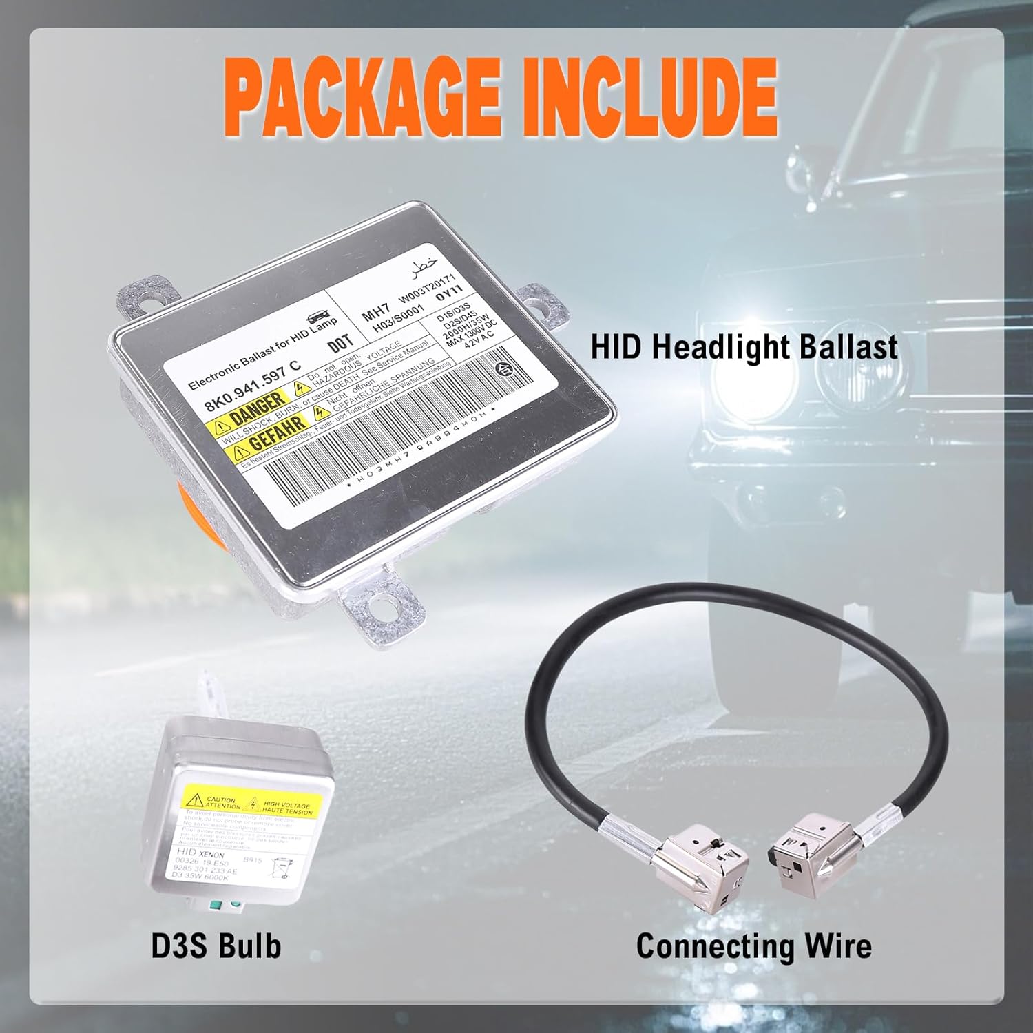 

Ксеноновый HID балласт Блок управления фарой с комплектом ламп D3S, JX7B-13B626-AG Светодиодный балласт для лампы фары Блок управления балластом фары Совместимый с