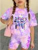 Conjunto de Camiseta y Pantalones Gráficos de Dibujos Animados Kpop para Niñas Ropa de Verano para Niñas Lindo Conjunto de Manga Corta Conjunto de Camiseta y Pantalones Cortos para Niños