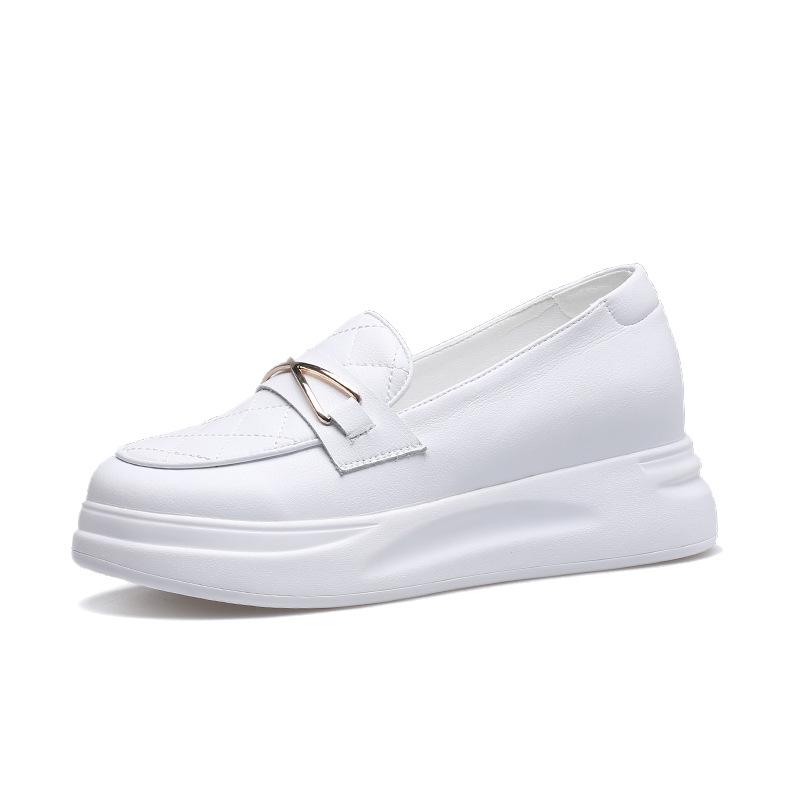 2025 spring invisible inner heightening loafers women's genuine leather small leather shoes lazy two wear women's sandals one 2025