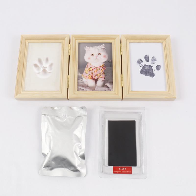 Pet Paw Print DIY Photo Frame with Handprint Clay for Cats & Dogs - Creative Souvenir Ornament