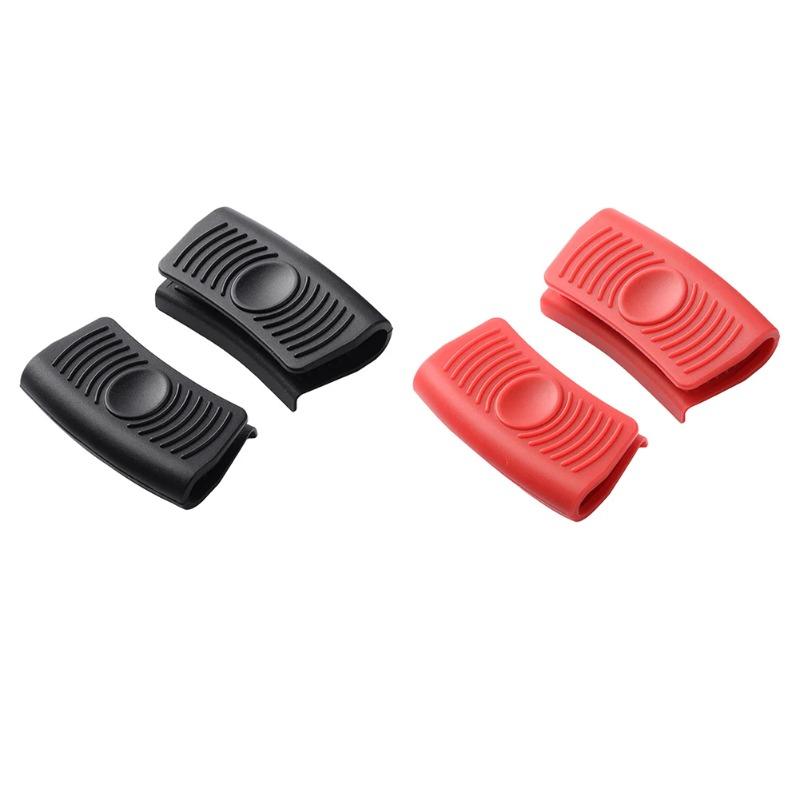 2pcs Silicone Anti-Scald Pot Handle Grip Cover Anti-slip Heat Resistant Pot Clip Holder Sleeve for Frying Cast Iron Skillet Pan