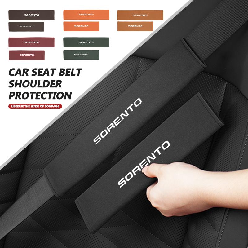 BBED7 For KIA Suede Car Seat Safety Belt Shoulder Covers Belt Protective Pad Accessories Sorento R 2011 2013 2014 2016 2017 2018