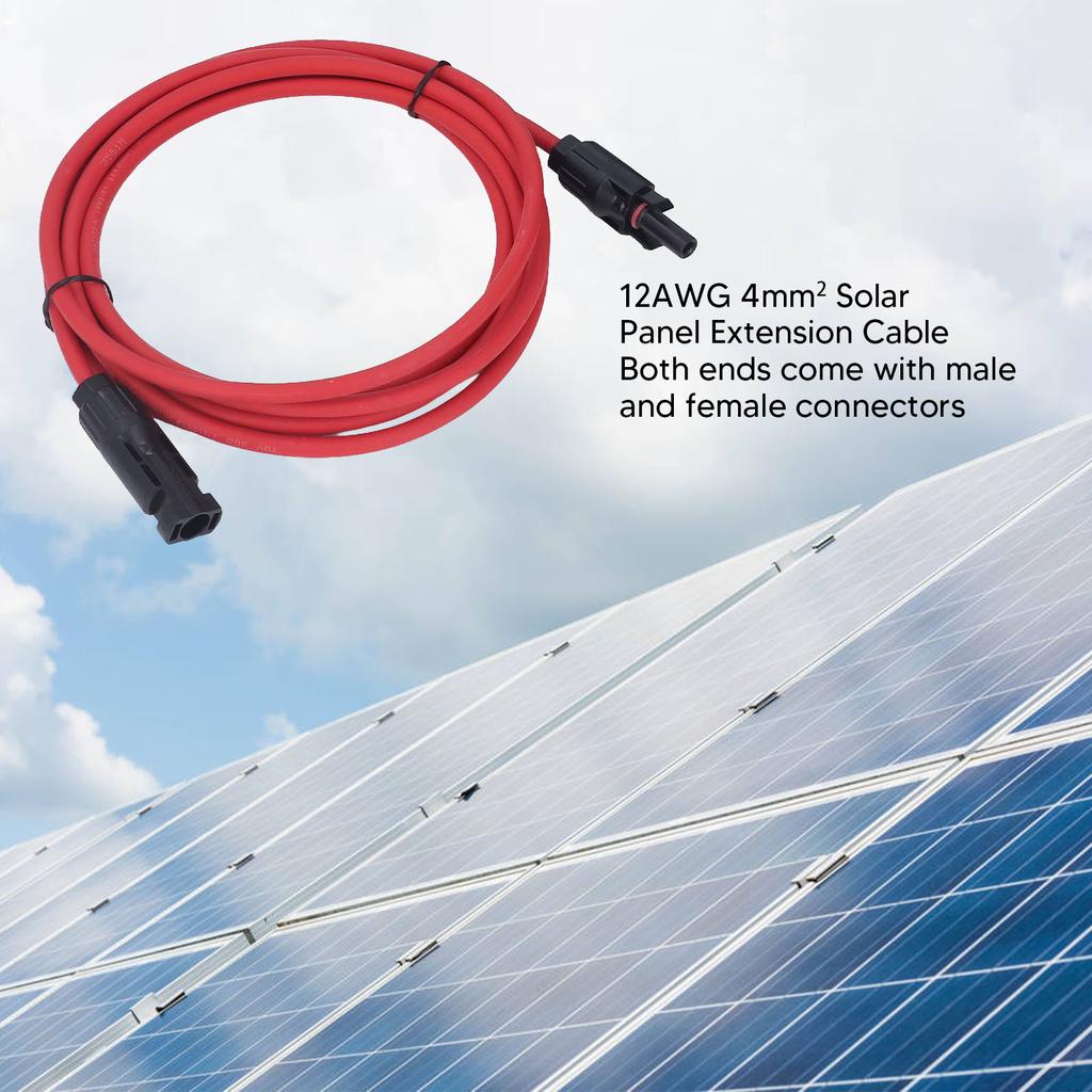 2 Stück 12AWG 4mm² Solarmodul Verlängerungskabel Schwarz Rot Solaradapter Verlängerungskabel mit Buchse Stecker 1000V