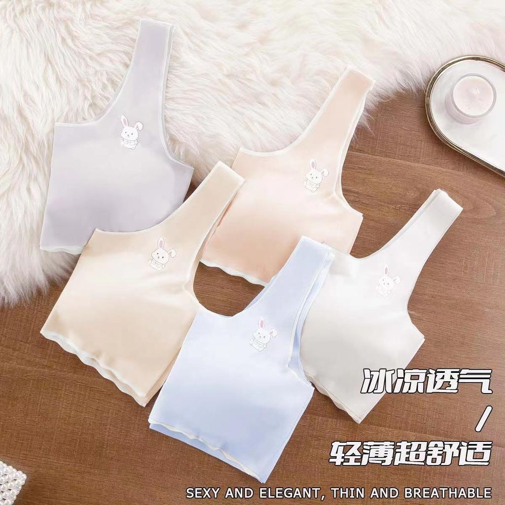 Thin development girls' underwear women's ice silk seamless junior high school and high school students sports shock-proof vest three-stage bra