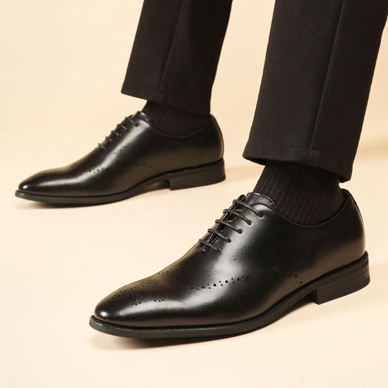 Fashion Fashion Men's Charm Black Brown Lace Up Business Brogues Shoes Flats Male Homecoming Wedding Dress Footwear Zapatillas Hombre