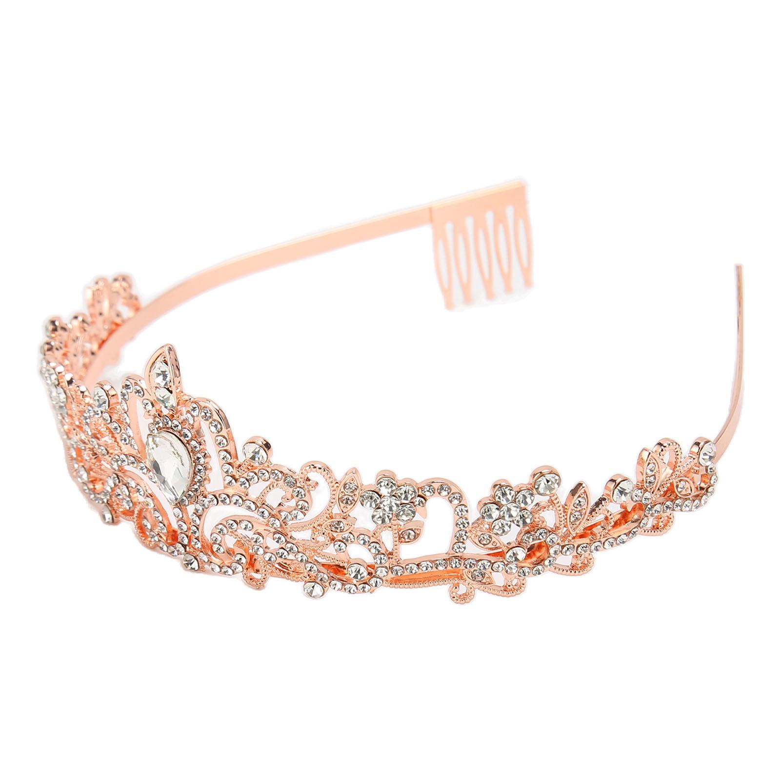 

Свадебная корона со стразами, элегантная блестящая свадебная корона принцессы на Хэллоуин, розовое золото