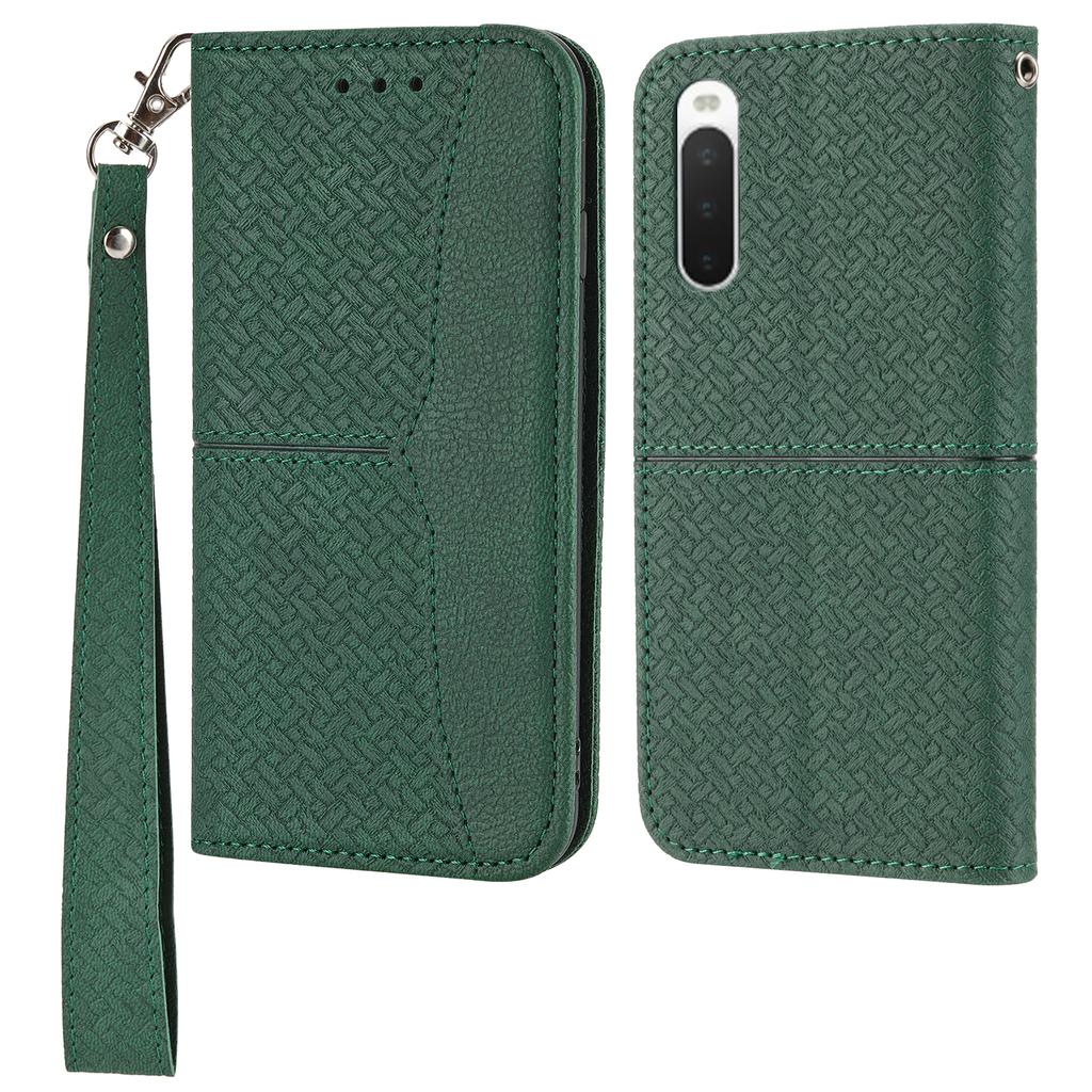 For Sony Xperia 5 IV 5G Case Woven Texture PU Leather Wallet Phone Cover
