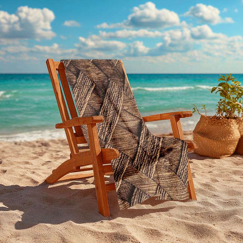 1Pc Wooden Basket Weave Beach Towel, Quick Dry, Multi-Use for Beach Pool Gym Yoga Home Travel, Christmas, Halloween, Xmas Gift M928155