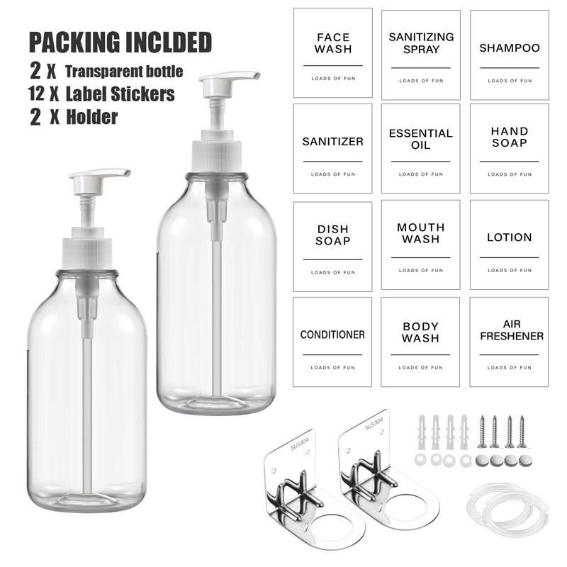 Shampoo and Conditioner Dispenser Wall Mount 500ml Refillable Bath Soap Bottle Lotion Shower Soap Dispenser for Bathroom