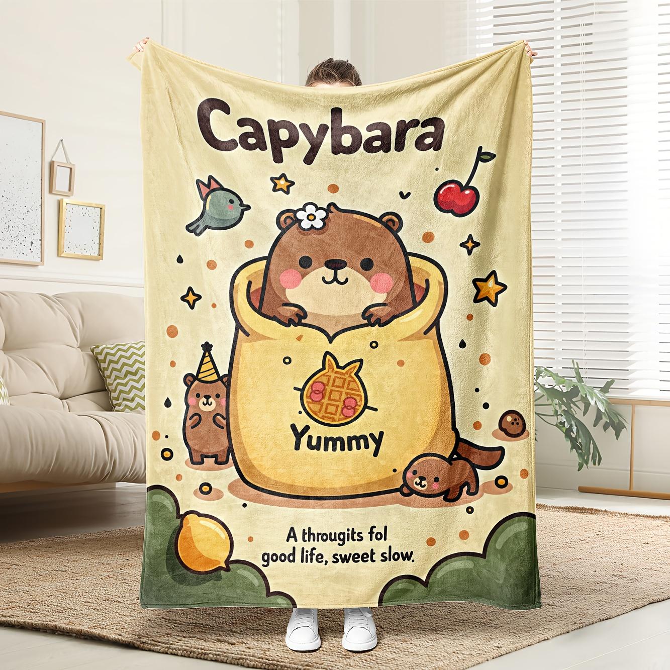 

Playful Capybara Blanket Gift for Family Friends Soft Texture Machine Washable Contemporary Design 30x40in