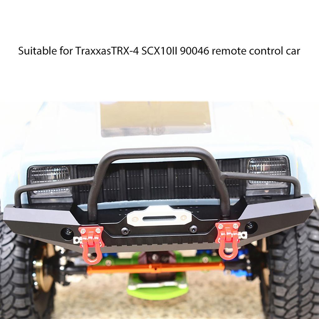 1 10 RC Crawler Metal Front Bumper LED Light for Traxxas TRX 4 SCX10II 90046 Car (Flat)