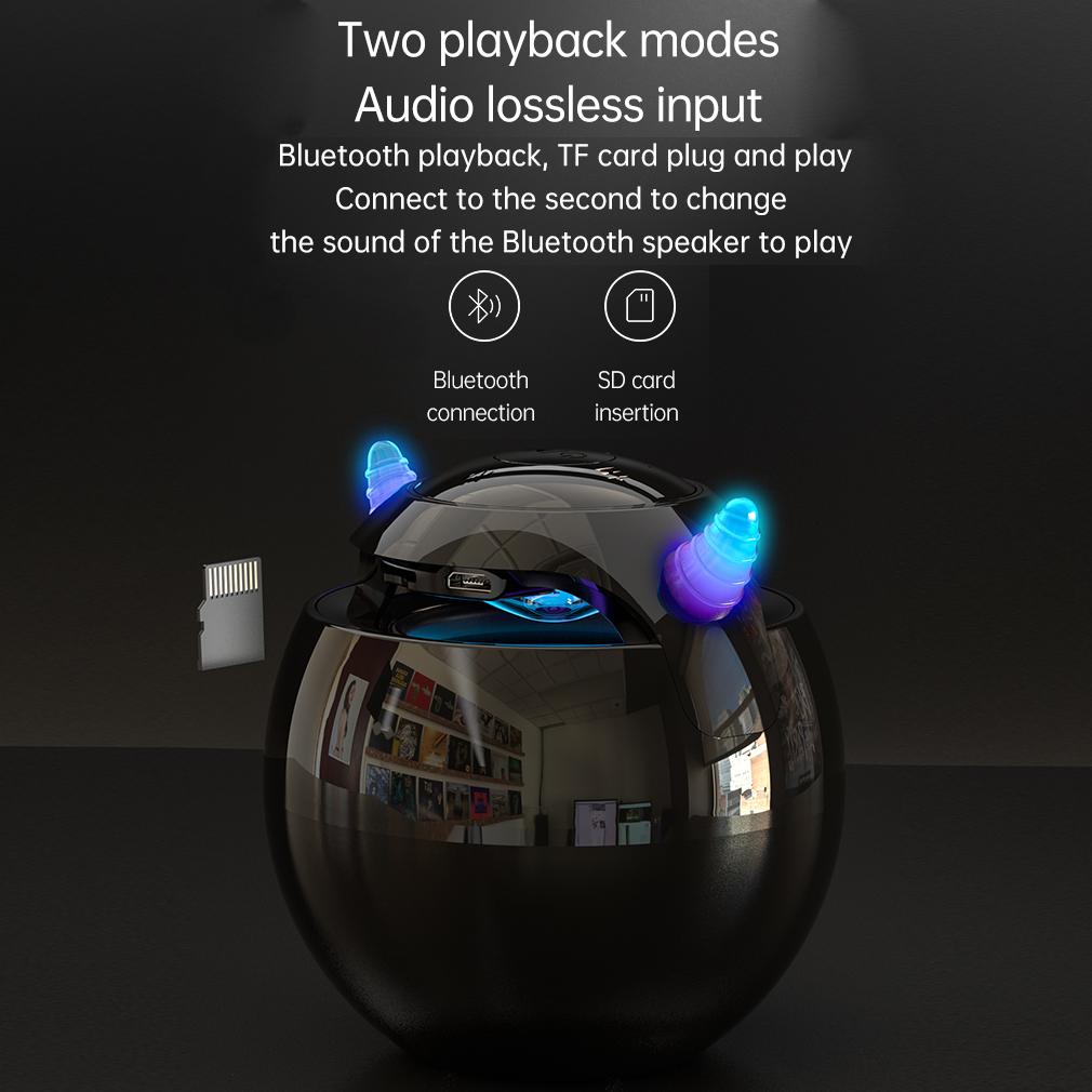 Bluetooth Speaker Audio with LED Digital Alarm Clock Music Player Wireless Ball Shape Clock Speaker Little Devil Speaker Dual Alarm Clock