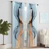 2 pcs   versatile polyester transparent curtains for home decoration Modern Abstract Pattern for use in bedrooms and living rooms