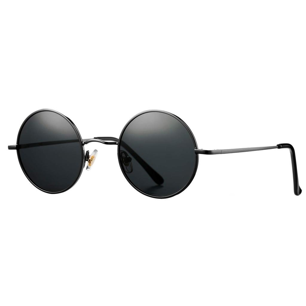 Pro Acme Retro Small Round Polarized Sunglasses for Men and Women John Lennon C5 Gunmetal S Style, Frame/Black Lens,