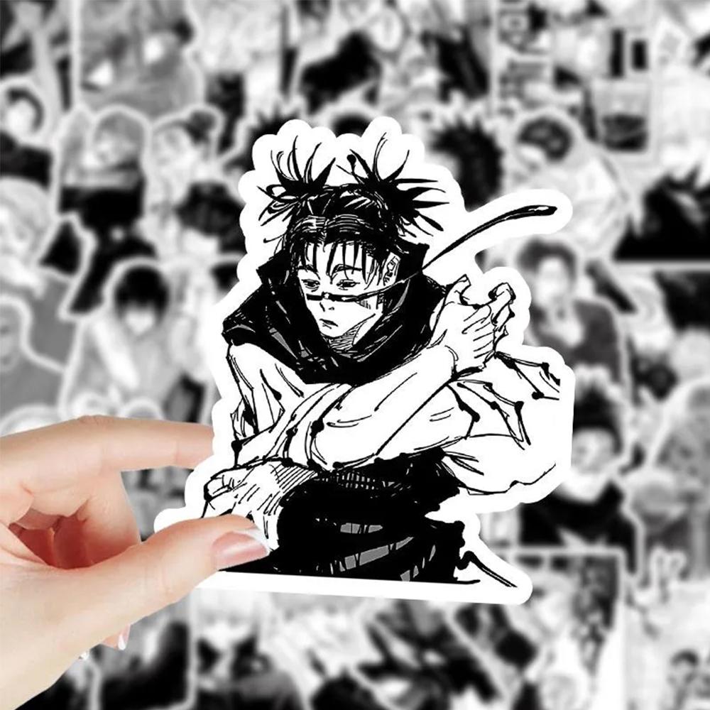 10/30/50/100pcs Black and White Anime Jujutsu Kaisen Stickers Japanese Cartoon Graffiti Decal DIY Guitar Skateboard Cool Sticker
