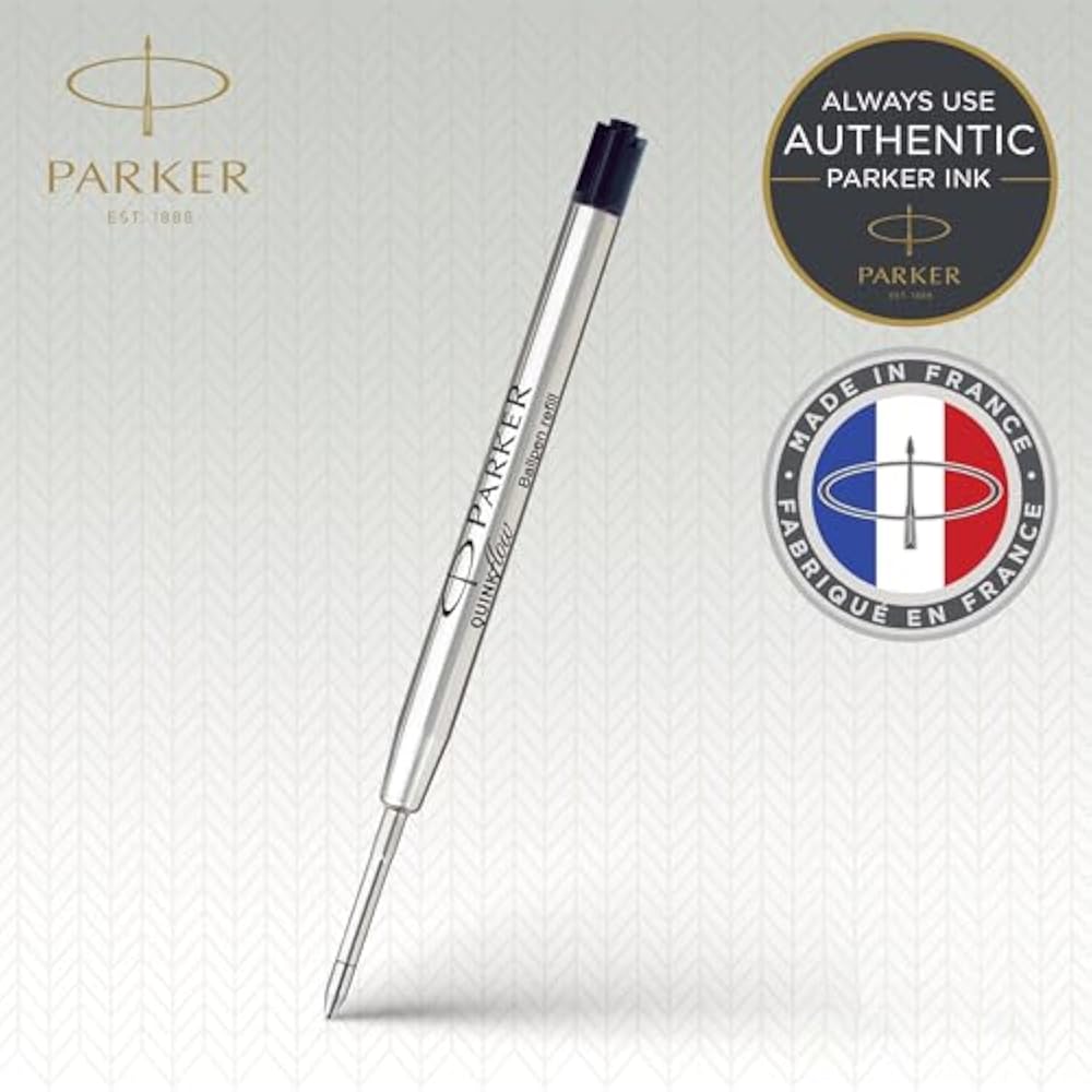 PARKER Parker Quink Flow Ballpoint Pen Refill, Black, 1 Pack, Black, Medium, 1.0mm, Oil-based Bal...