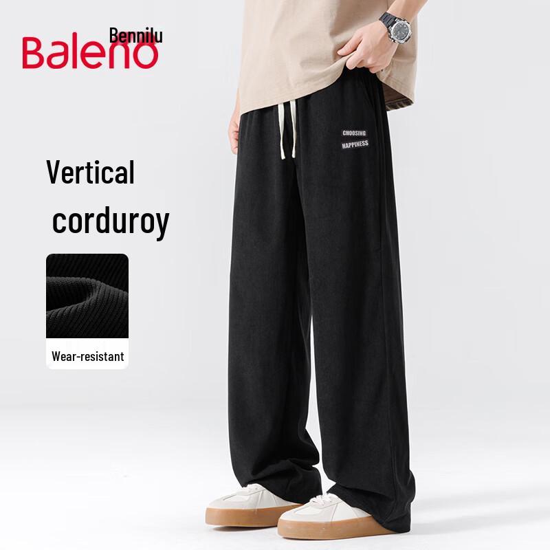 Baleno Men's Corduroy Straight Wide-Leg Casual Pants