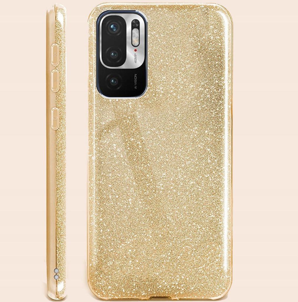 GLITTER CASE XIAOMI REDMI NOTE 10 5G Gold + 9H GLASS