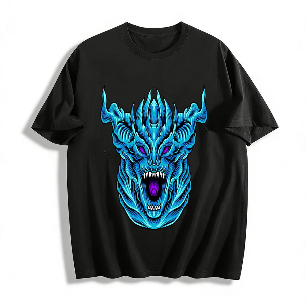 Roaring Dark Ice Dragon Graphic Cool Casual Loose Fit T-Shirt Pure cotton T-shirt XXS