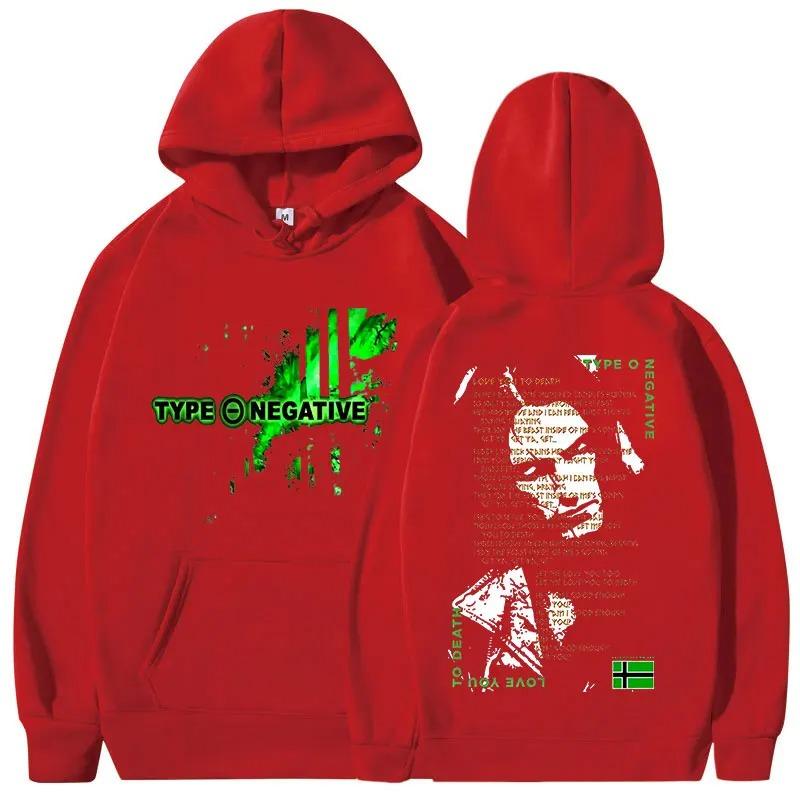 Felpa con cappuccio O Negative Love You To Death Felpa Band Gothic Metal Rock Uomo Donna Hip Hop Cotone Oversize Abbigliamento