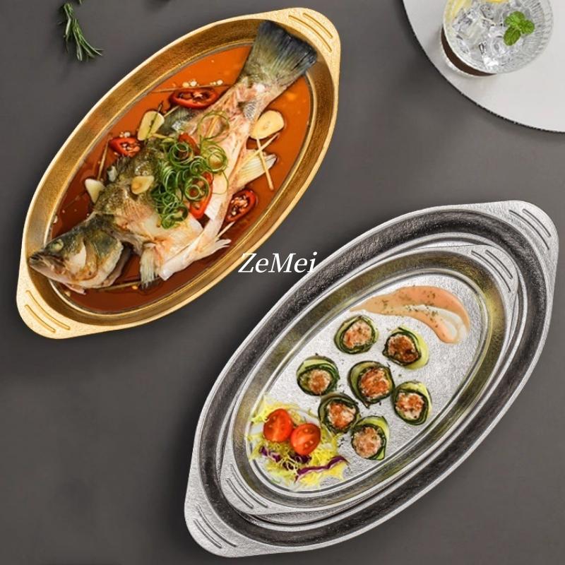 Piatto per cena in titanio puro per pesce grigliato, Piatto per frutta da campeggio resistente al calore per la casa, Piatti da cena, Vassoio per grigliata, Stoviglie, Utensili da cucina