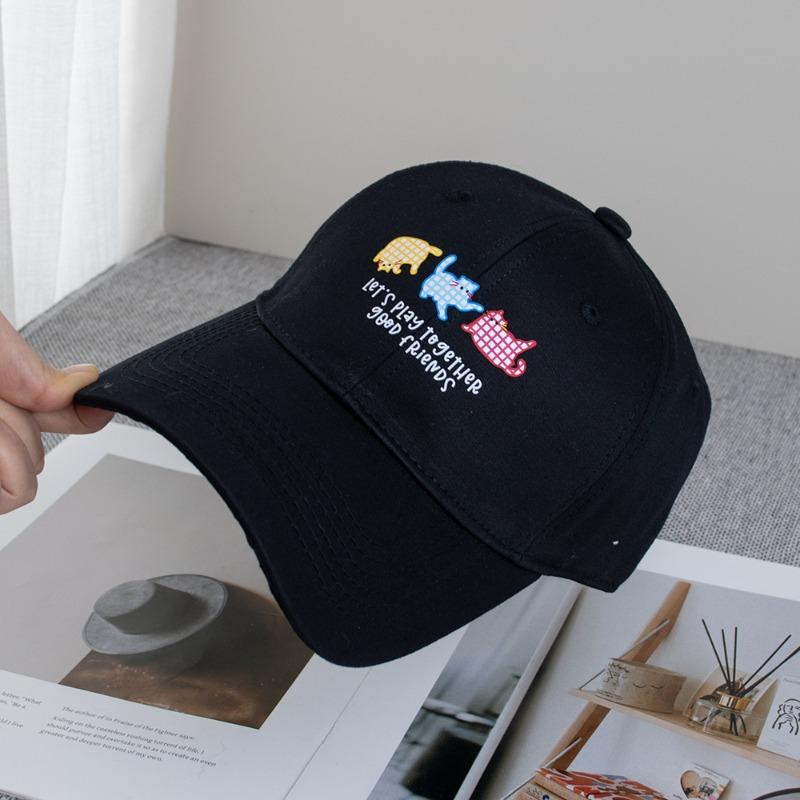 Cute Cartoon Cat Baseball Cap Women's Wide Brimmed Fashion Sun Shading Duckbill Capall Season Casual Hats