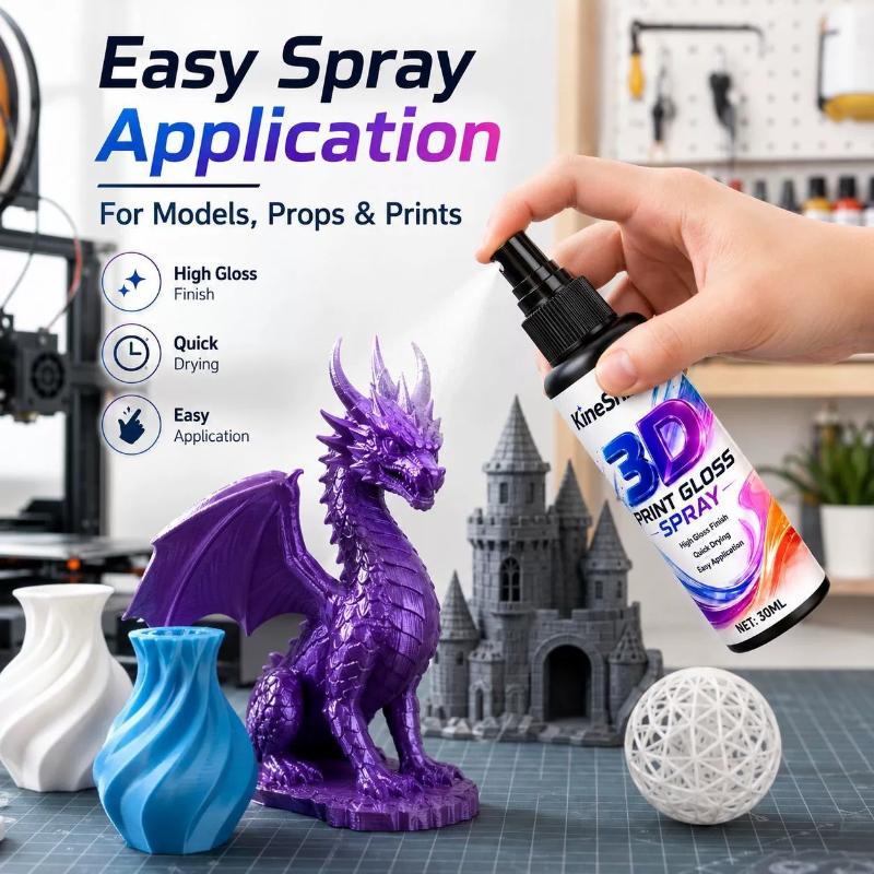 3D Print Polishing Liquid Fast Curing Long Lasting Bright Gloss Coating Spray for DIY 3D Printing Model Craft Maker Hobby Use
