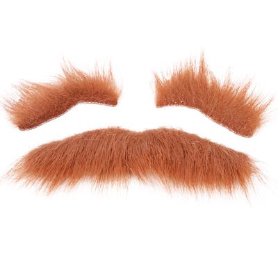 Falskt skägg ögonbryn set självhäftande mustascher ögonbryn kostym festivaler festtillbehör brun