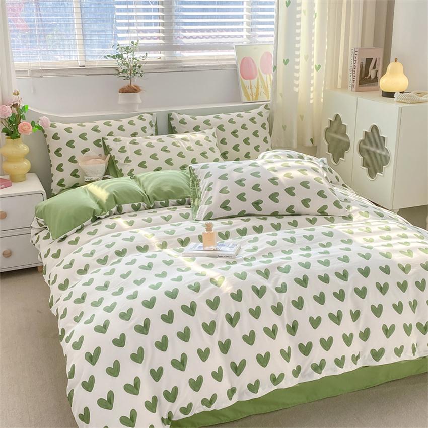 Duvet Cover Set 3pcs 100% Cotton Bedding Set Fashion Floral Quilt Cover Pillowcase Korean Ins Style Comforter Covers (NO SHEET)
