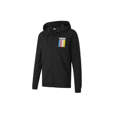 Puma Luźna bluza sportowa z logo i nadrukiem, sweter z długim rękawem, kurtka, męskie topy, czarna 585062-01