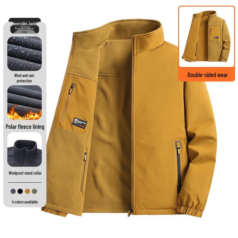 

Men s Reversible Fleece Jacket [M-8XL] - Plus Size Outdoor Hiking & Sports Outerwear for Autumn/Winter. M