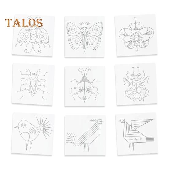 

9 шт. вышивальных стежковых карточек с бабочками, птицами, насекомыми, стежковых карточек, самодельных вышивальных карточек для начинающих любителей вышивки 9pcs