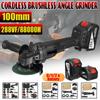 100mm 220V 288VF Grinding Machine DIY Woodworking Power Tool For 18V Battery Black Brushless Cordless Electric Angle Grinder