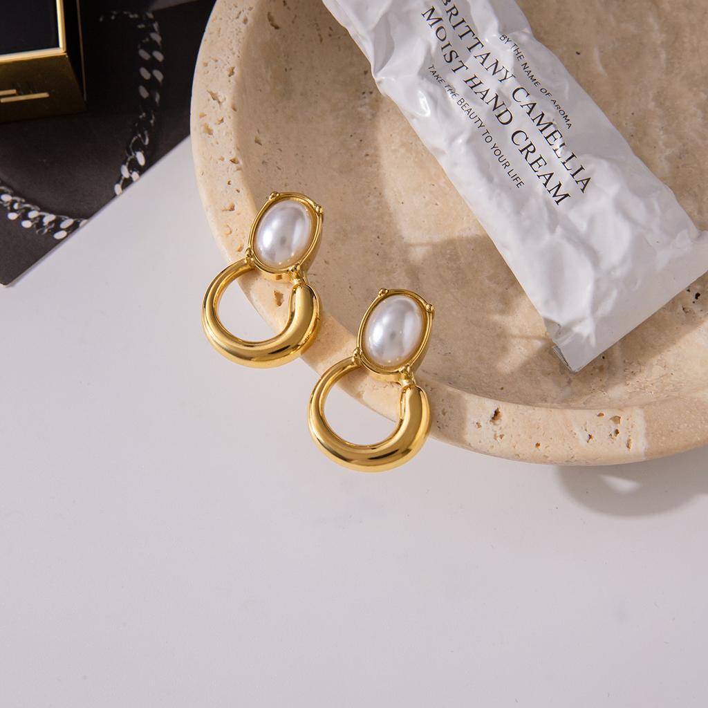 Youthway Elegant Imitation Pearl Earrings For Women Minimalist 18K Gold Plated Stainless Steel Earrings Fashion Jewelry Gift